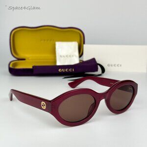 Gucci Women Sunglasses Fuchsia Brown Oval GG1579S 004 BRAND NEW